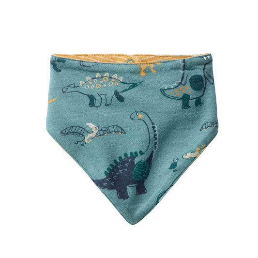 Bandana Triangular Reversible GOTS para Bebé con Estampado de Dinosaurios en Algodón Orgánico