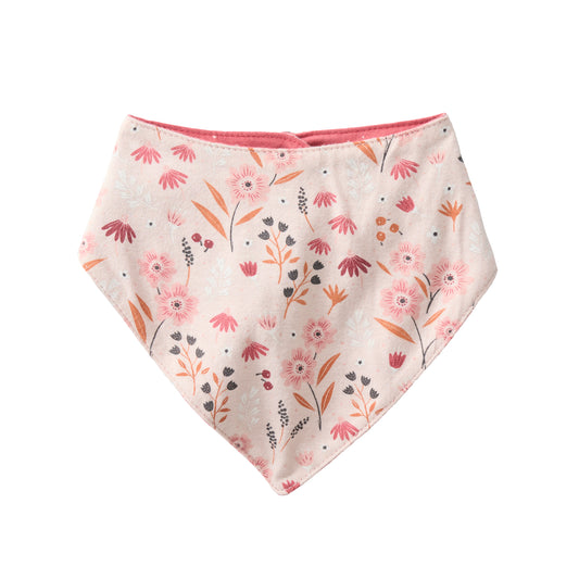 Bandana Reversible Bebé en Algodón Orgánico GOTS - Motivo de Flores de Otoño